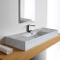 Marble Design Ceramic Wall Mounted or Vessel Sink With Counter Space